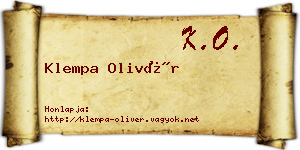 Klempa Olivér névjegykártya